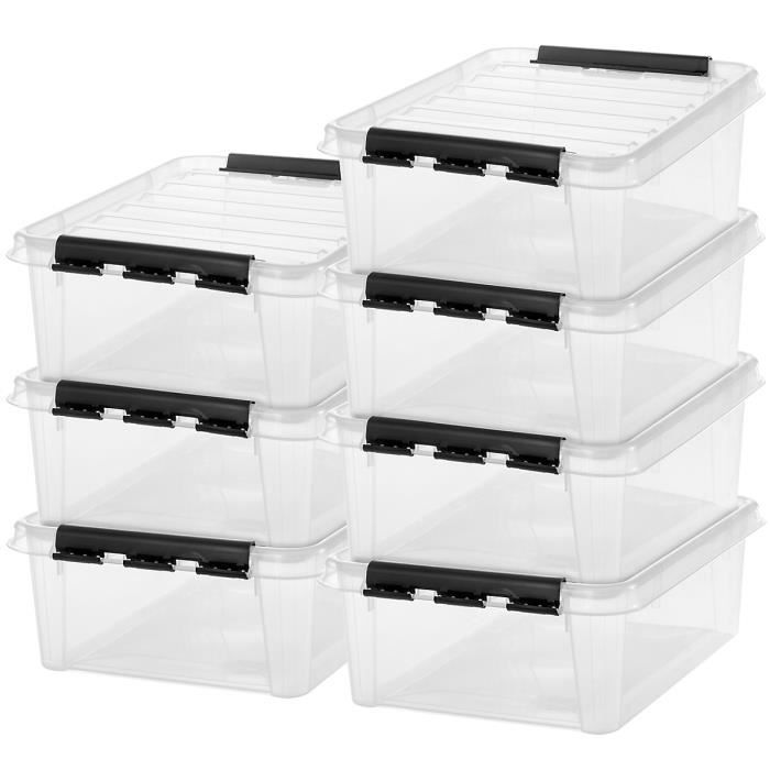 10 Boîtes Rangement Plastique SmartStore 1L - Transparentes, Empilables, Sans BPA