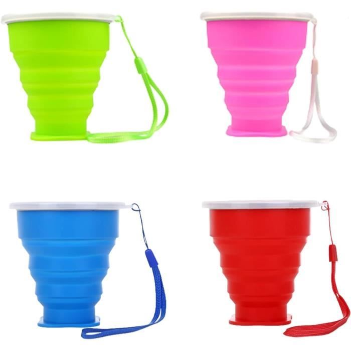 4 Tasses Pliables En Silicone 270 Ml - Avec Couvercle, Pour Camping, Randonnée, Voyage, Pique-nique