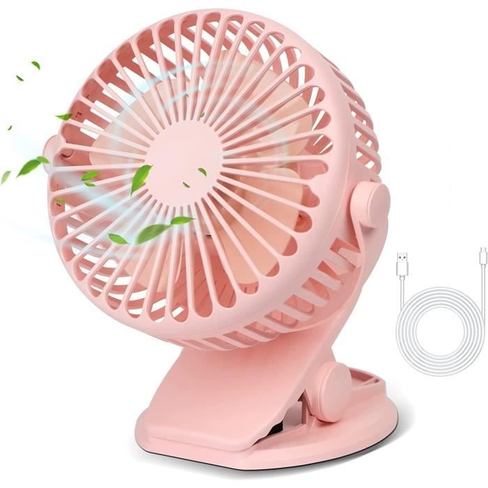 Ventilateur Portable USB 5000mAh - 4 Vitesses, Tête Réglable 120°, Autonomie 36h, Clip Ceinture