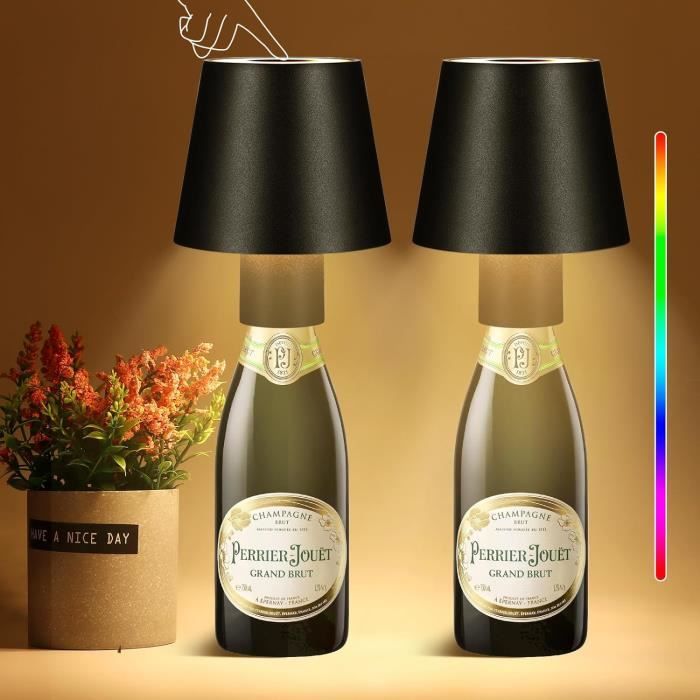 Lampe De Bouteille LED - Dimmable, Sans Fil, Batterie 5200mAh, USB-C - Marron