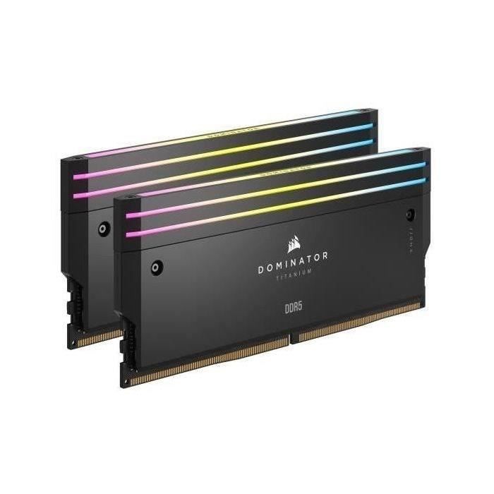 Mémoire RAM - CORSAIR - Dominator Titanium RGB DDR5 - 48GB 2x24GB DIMM - 7200MT/s - Intel XMP 3.0  - 1.40V - Noir