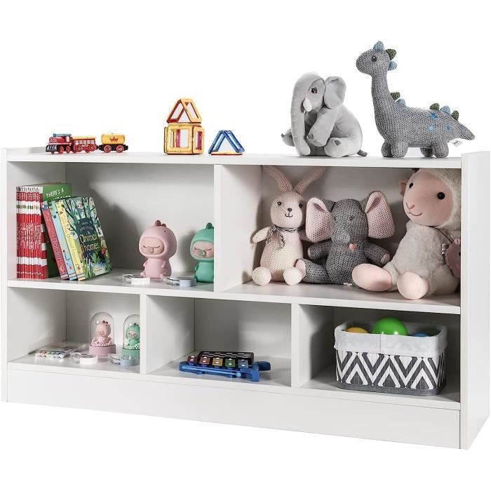 COSTWAY Bibliothèque pour Enfants 111x30x61 5 CM avec 5 Compartiments et Patins Antidérapants pour Jouets Livres Poupées Blanc COSTWAY Bibliothèque pour Enfants 111x30x61 5 CM avec 5 Compartiments et Patins Antidérapants pour Jouets Livres Poupées Blanc
