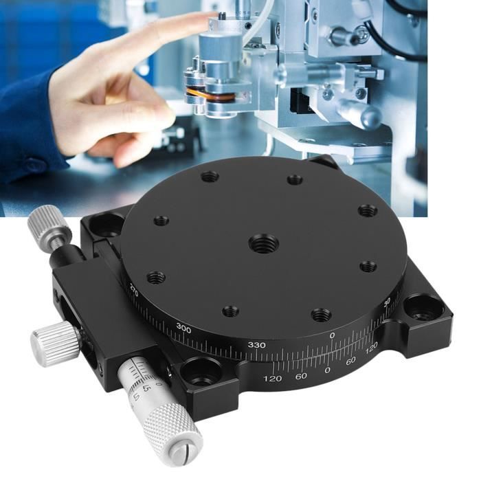 SEMX60-AC Table Linéaire De Précision, Plateforme De Coupe En Alliage D'Aluminium Noir, 60x60mm, Guide Linéaire à Rouleau Croisé, Course ±6.5mm, Pour Positionnement De Précision