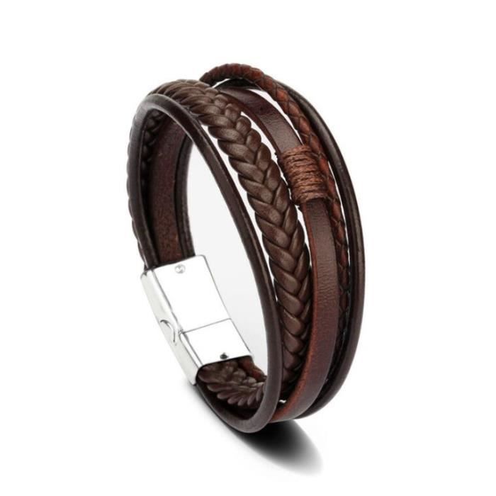 Bracelet En Cuir Véritable Pour Homme Avec Plume - Tressé Main, Réglable, Style Vintage, Cadeau Personnalisé - 7