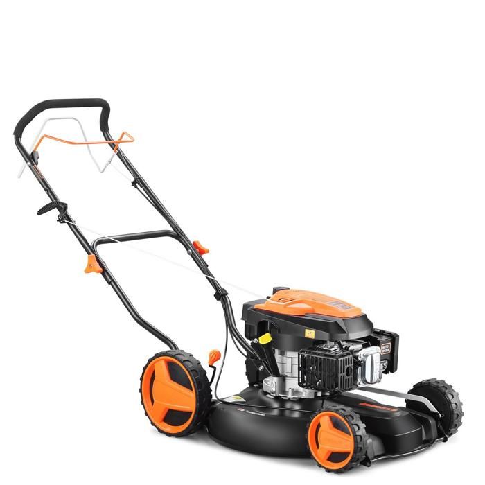 Fuxtec tondeuse à gazon thermique mulching autotractée 196cm3 largeur de