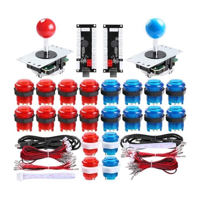 Kit Joystick Arcade 2 joueur Bouton Americain Rouge Carte USB Mame USB 