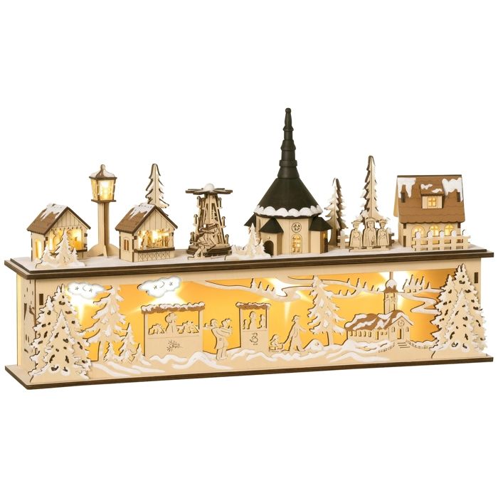 Lot De 4 Maisons De Noël En Bois Lumineuses – Décoration LED Chalet – Ambiance Chaleureuse – éclairage Fête - 7