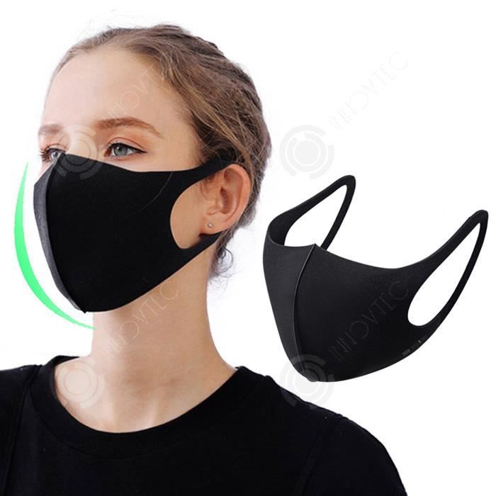 INN® Masque noir en tissu réutilisable et lavable Protection
