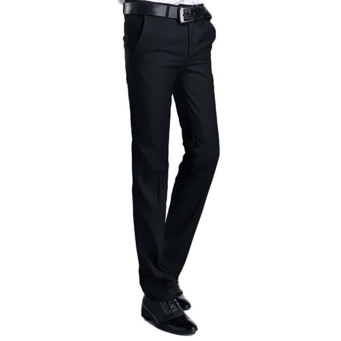 Pantalon de Costume Hommes ZEWOW Style Droit Noir Taille M