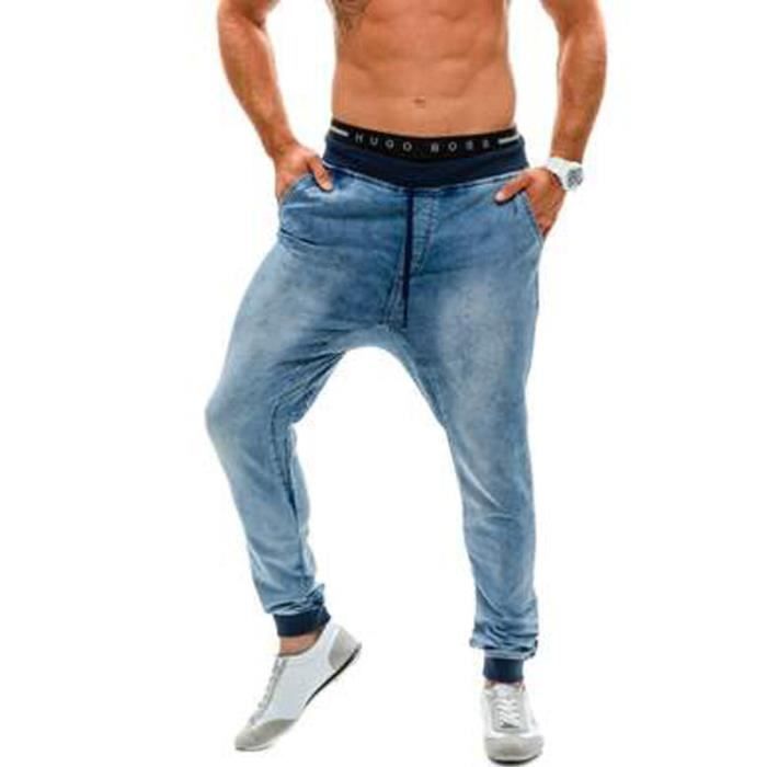 Pantalon Homme De Marque Elasticite Droit Taille Elastique Pantalon Homme Mode Casual Jeans Pour Hommes Pantalon De Jogging Homme Bleu Bleu Cdiscount Pret A Porter