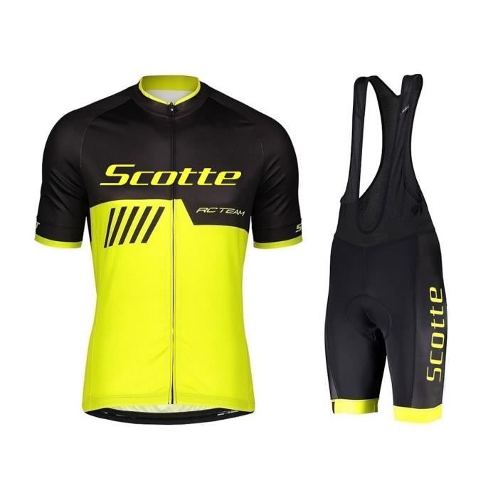 Team Maillot de Cyclisme Homme Manches Courte Été+Cuissard à Vélo GEL  Silicone Ensemble de Vetement de VTT Equipment de Pro - Cdiscount Sport
