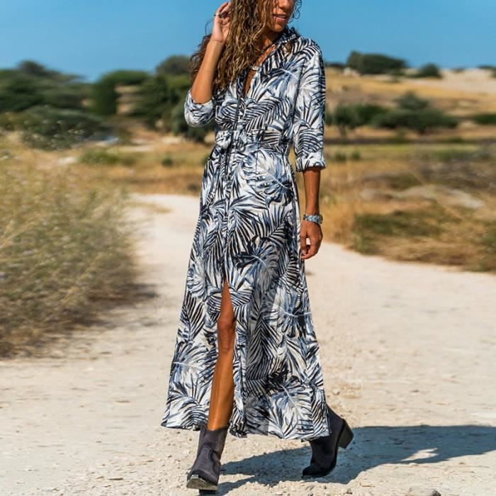 Robe imprimée manches hot sale longues