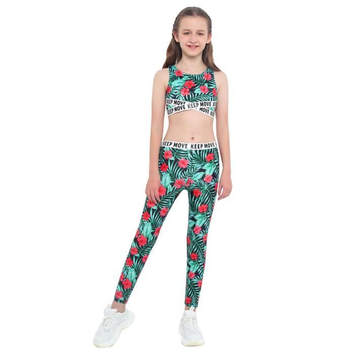Iiniim Ensemble de Sport Fille Enfant D bardeur Yoga Pantalon