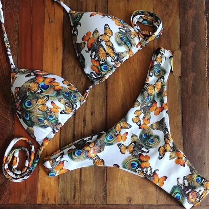 Maillot de bain maillot de bain bresilien 24 couleurs Micro Bikini Mini col licou culotte tanga ensemble deux C977970440 Blanc Cdiscount Pret a Porter