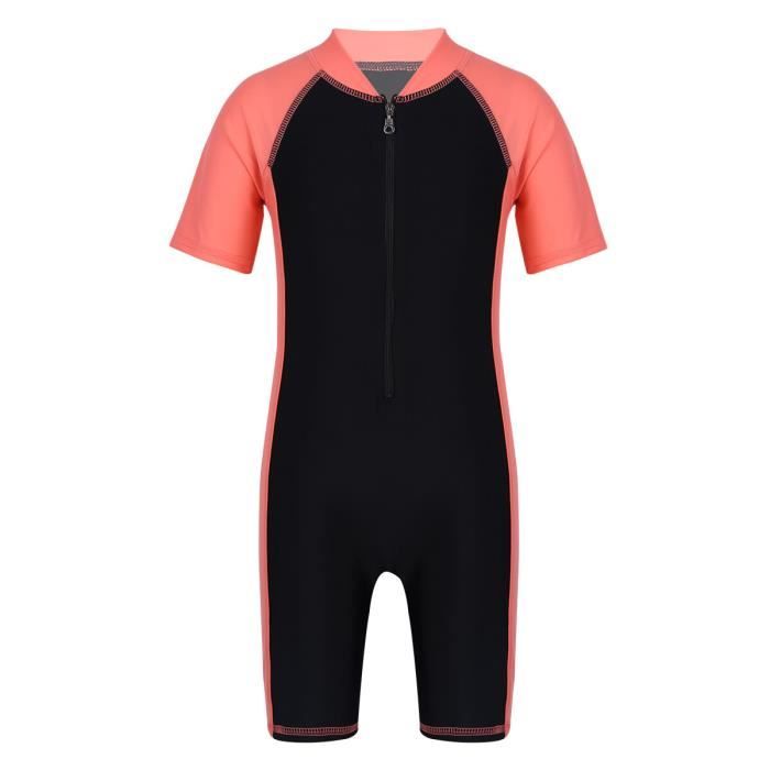 Burkini Maillot De Bain Modeste Femme – Combinaison Surf Manches Courtes à Fleurs, 3 Pièces Avec Casquette