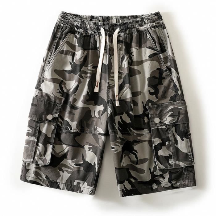 Short Cargo Homme Misfuso – Coupe Camouflage, Poches Multiples, Cordon Ajustable – Idéal Pour Le Quotidien Et Les Activités Outdoor