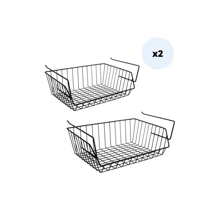 MSV Lot de 2 paniers de rangement sous étagère 40x27x17 5cm en Acier Noir Mat MSV Lot de 2 paniers de rangement sous étagère 40x27x17 5cm en Acier Noir Mat