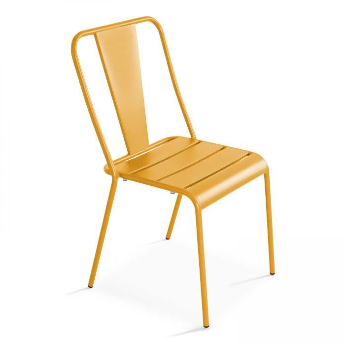 chaise de jardin bistrot - oviala - jaune - 100% acier - style industriel
