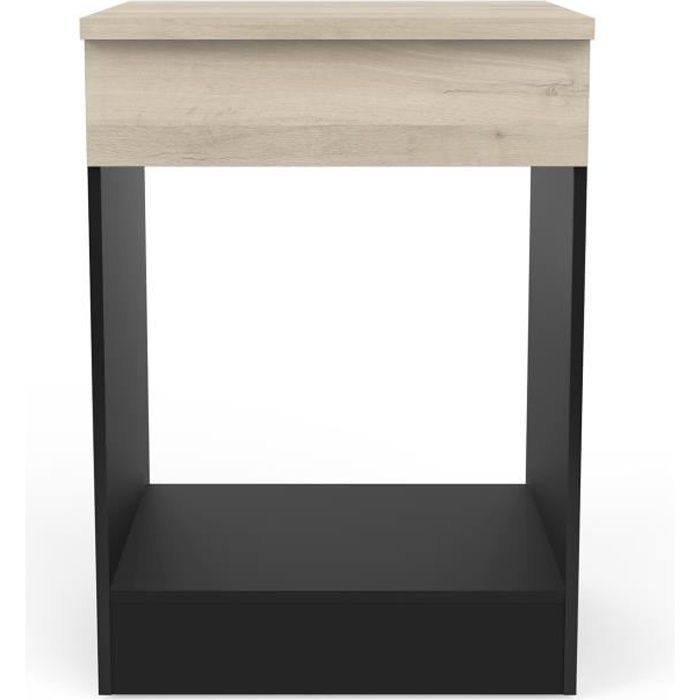 meuble bas de cuisine coloris chêne kronberg, noir mat - longueur 60  x hauteur 84,50 x profondeur 60 cm