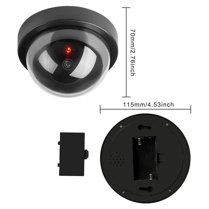 Caméra De Surveillance Factice Avec LED Clignotante - Dôme Blanc, Pour Intérieur/Extérieur, Dissuasion - 7