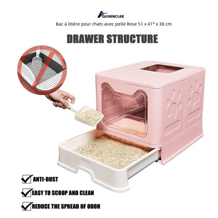 Comparer les prix de Bac à litière pour chats avec pelle - QUIIENCLEE - Rose - Moyen - Chat - PP (polypropylène)