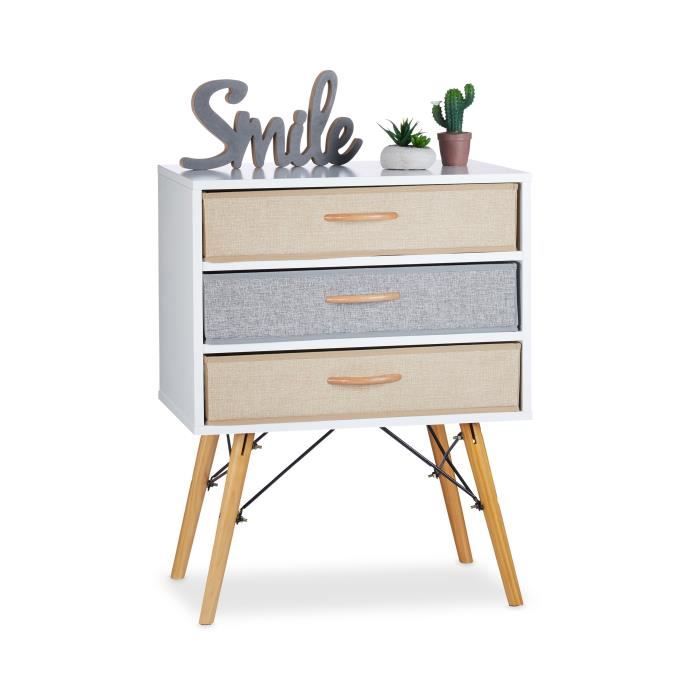 Commode 4 Tiroirs Relaxdays - Blanc/doré 86x48x39cm MDF Et Métal