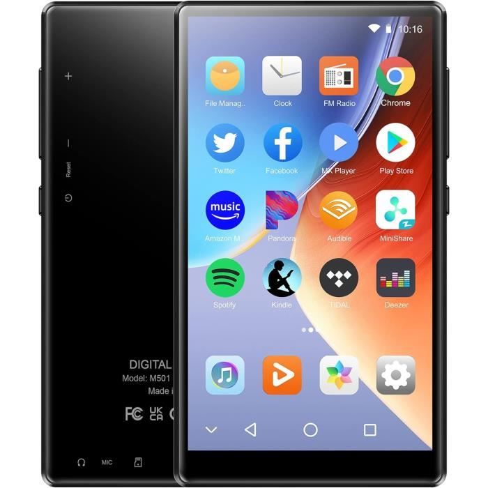 Lecteur MP3 ZAQE 80GB Avec Spotify - Bluetooth WLAN Écran 4 Pouces - Enfant Et Adulte - Noir