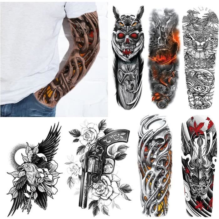 20 Feuilles De Tatouages éphémères 3D Grand Format - Motifs Tigre, Lion, Maori