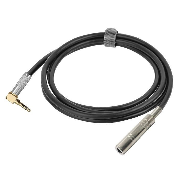 Câble Audio AUX 3.5mm à 2.5mm - Angle Droit, Enroulé, Connecteurs Dorés - Pour Voiture, Hi-Fi, Casque - 6