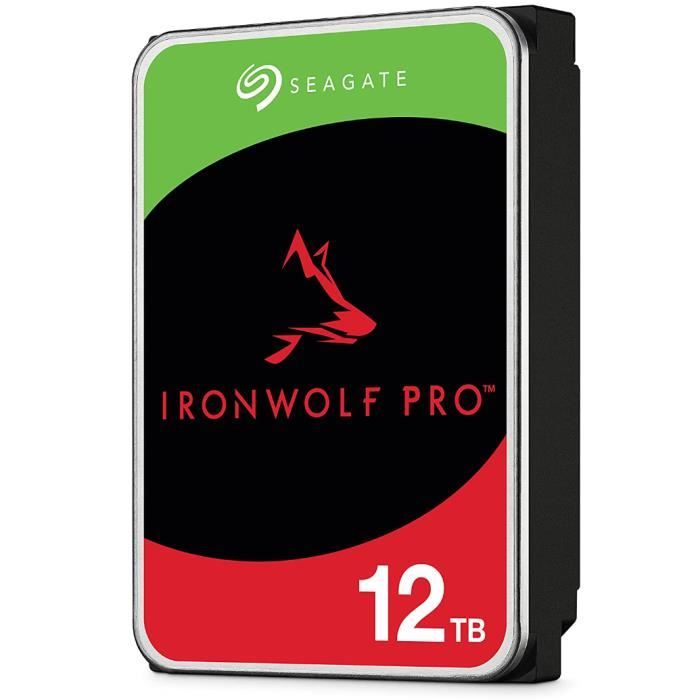 eagate IronWolf Pro, 12 to, NAS HDD – CMR, 3,5”, SATA 6 Gbits/s, 7 200 TR/Min, 256 Mo Cache (ST12000NT001)