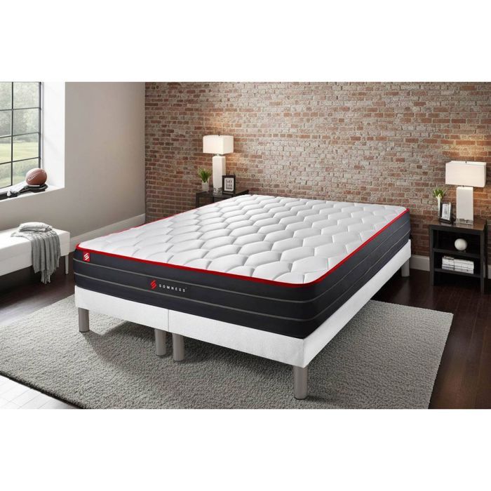 Ensemble double sommier + matelas BOOST ressorts ensachés et mémoire de forme 200x200