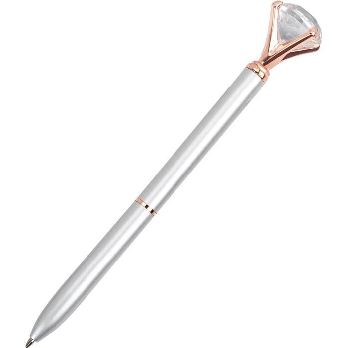 12 Stylos à Bille Brillants Rétractables - Encre Noire 1,0 Mm - Corps Métal Pailleté - Pour Bureau, école, Cadeaux
