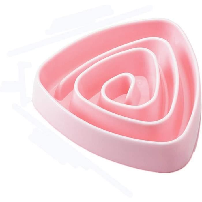 Lot De 2 Gamelles Anti-glouton Pour Chat En Céramique - 16x16cm, Rose Et Blanc - Ralentit La Prise Alimentaire - 14