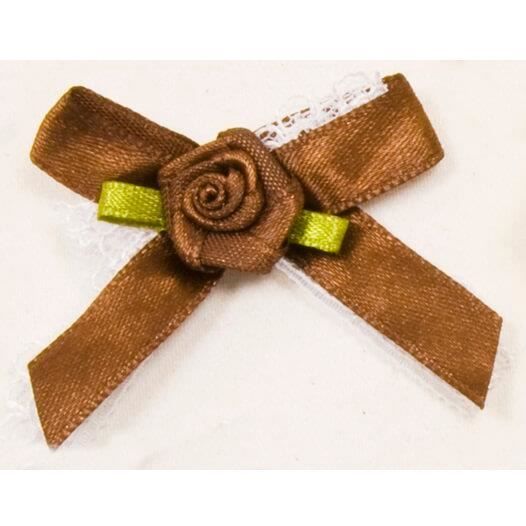 Mariage Cocarde Boutonniere Satin Marron X10 Ref Acm443 Achat