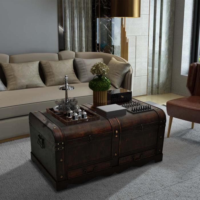 Coffre Au Tresor Decoration Table Basse De Stockage Rangement En