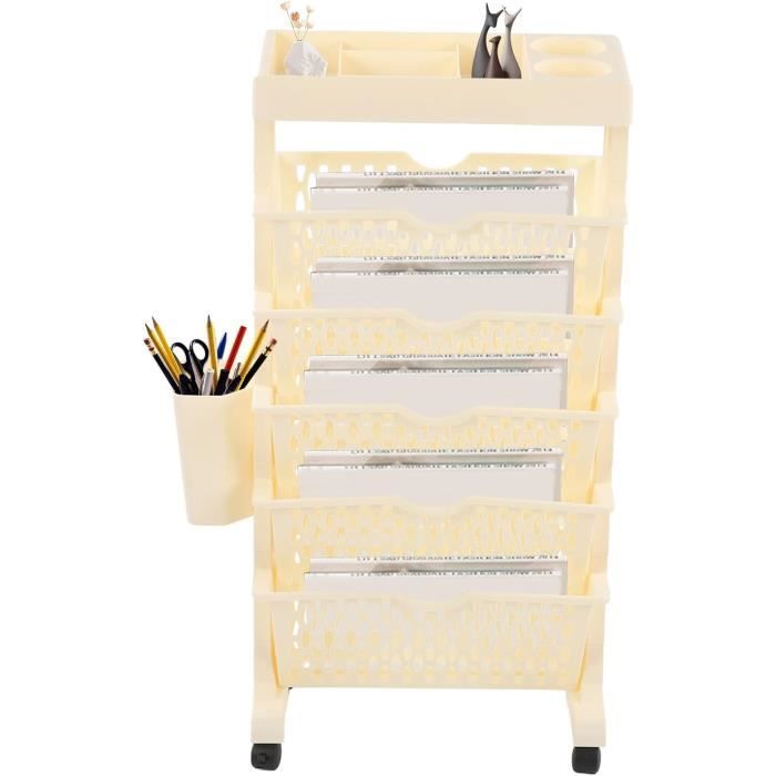 LANSKYLAN Chariot Roulant 5 Niveaux Blanc | Étagère Mobile Pour Bureau Ou Cuisine
