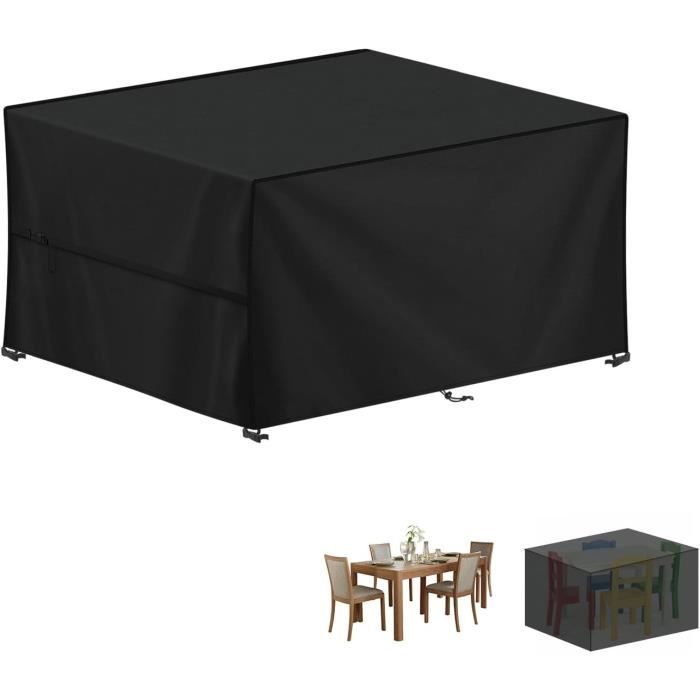 Housse De Protection Pour Table De Jardin – 400x380x75 Cm – Oxford 420D Argenté, Imperméable, Anti-UV Et Coupe-Vent
