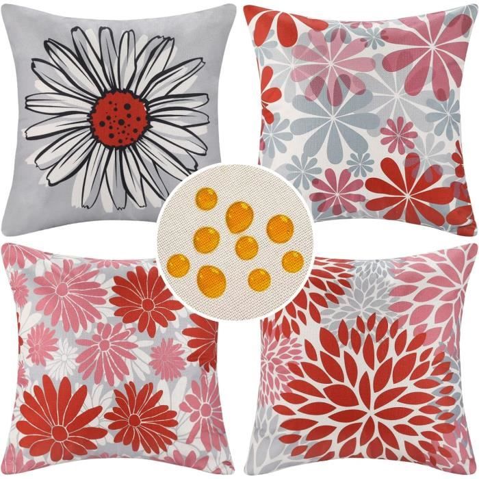 Lot De 2 Housses De Coussin 45x45cm Miuyunya - Motif Boho Floral - Imperméable Pour Intérieur/extérieur