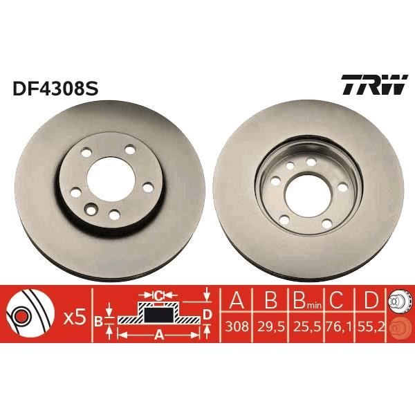 TRW Disque de frein unitaire DF4308S