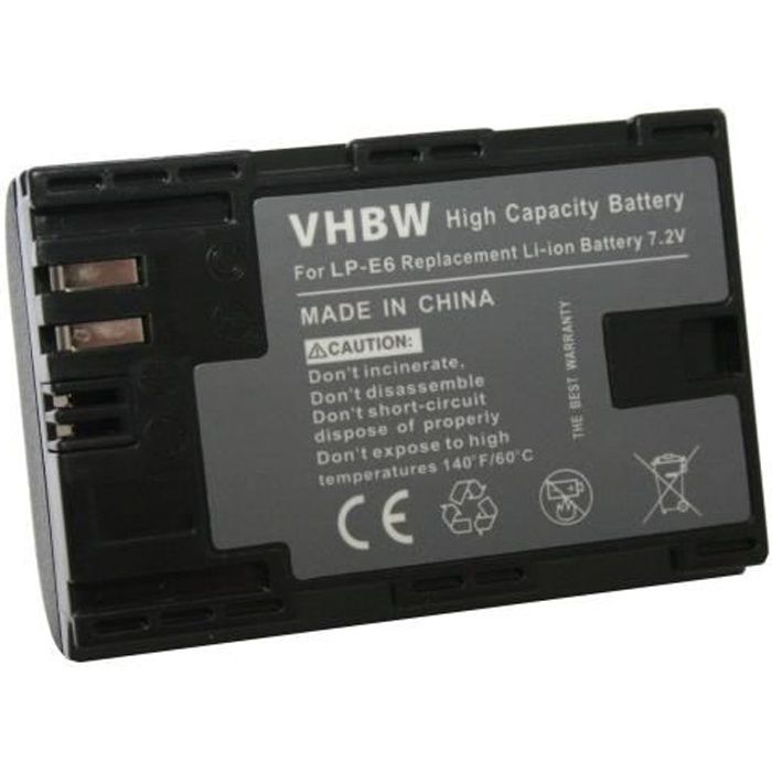 Batterie pour appareil photo CANON EOS 6D, 60D, 7D, 70D. Remplace le modèle LP-E6, également compatible avec prise batterie BG-E6…