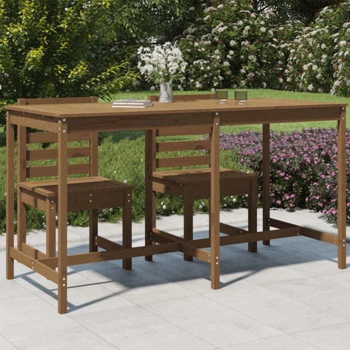 vidaxl table de jardin marron miel 203,5x90x110 cm bois massif de pin 824105