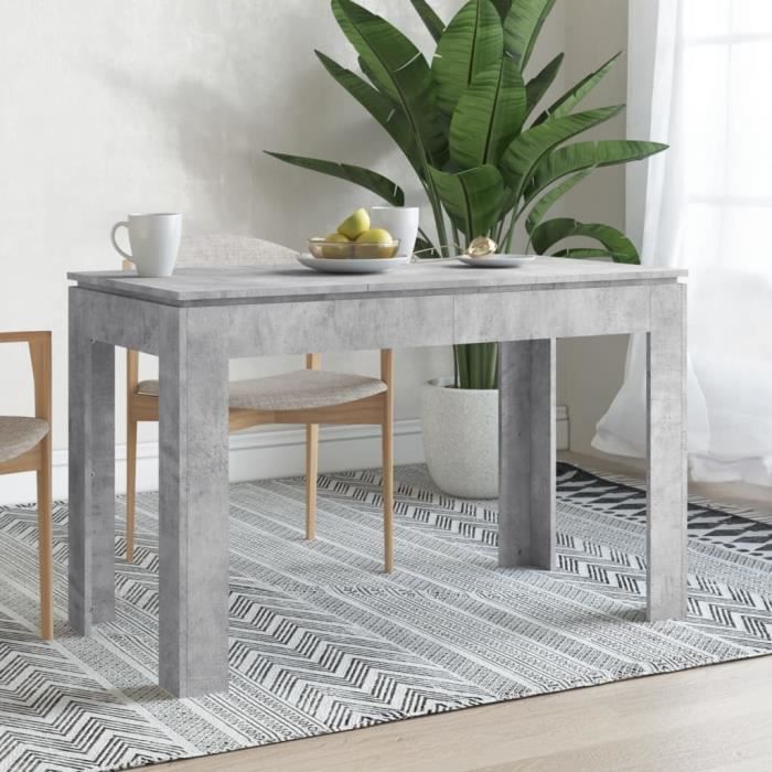 Top Table de salle à manger JILI - Table Cuisine Gris béton 120 x 60 x 76 cm Aggloméré25 Kg