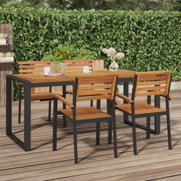 "Promo"Table Extérieure LMT - Table de jardin et pieds en forme de U 180x90x75 cm bois acacia 26,2Kg