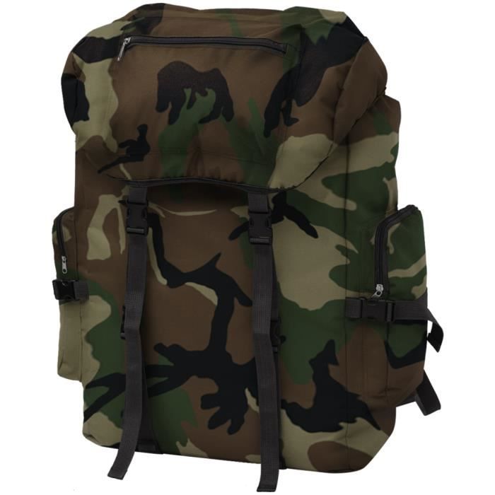 vidaXL Sac à dos en style darmée 65 L Camouflage