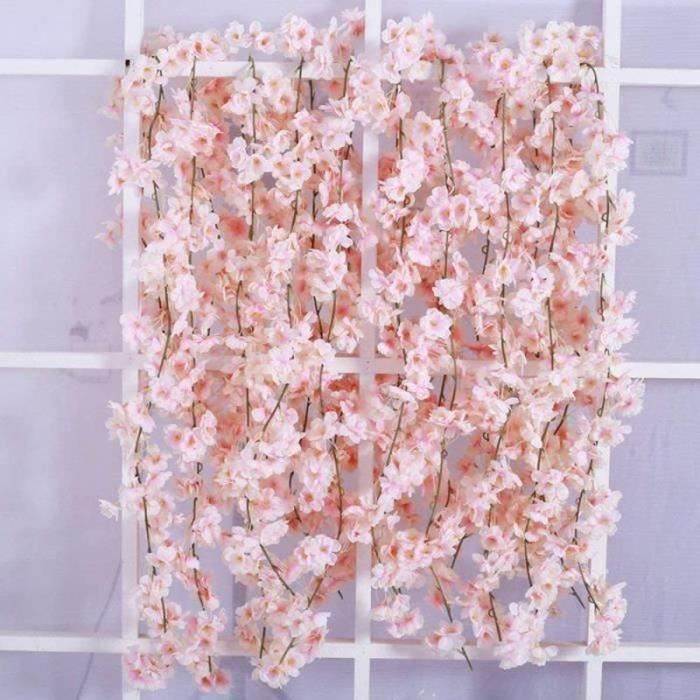 Guirlande Fleurs Artificielles Blanc - 2x220cm - Vinge Rose Pour Mariage, Décoration Maison Ou Jardin