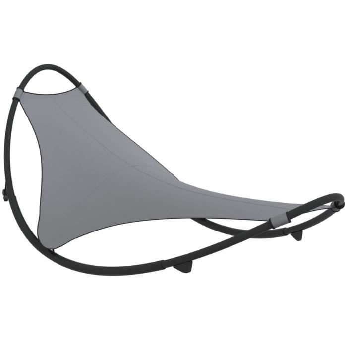 chaise longue à bascule avec roues acier et textilène gris hao-0d060401317604