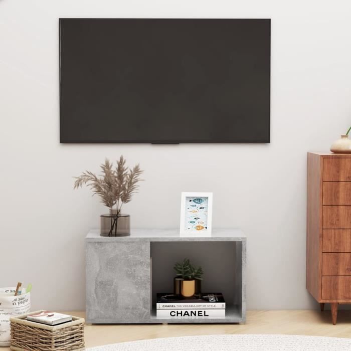 yosoo meuble tv gris béton 60x24x32 cm aggloméré - yos7053248158548