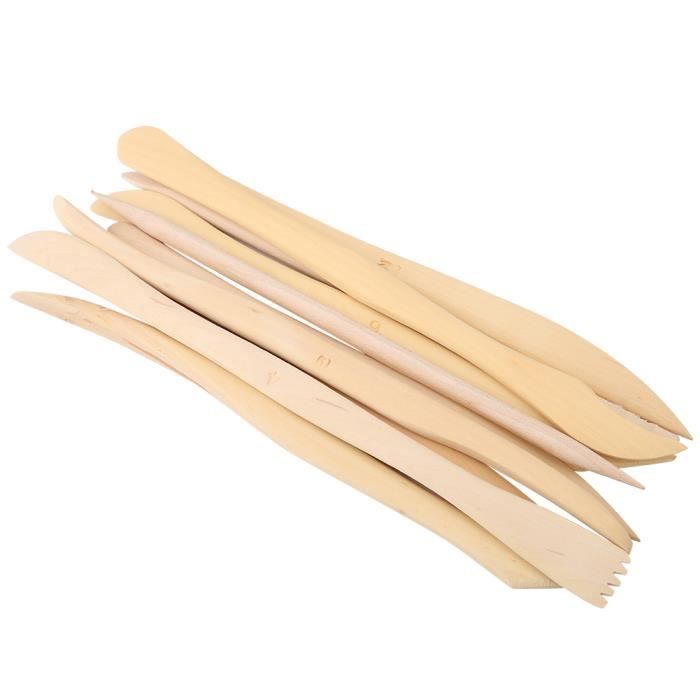 10 Outils De Sculpture Argile Et Poterie En Bois - Ensemble Complet Pour Modélisation Polymère