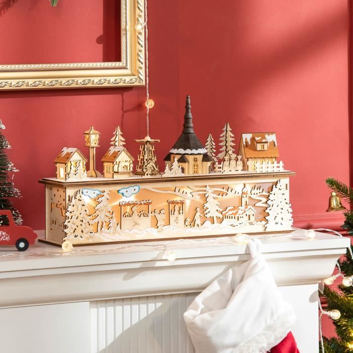 Décorations de Noël en bois bricolage ornements peints à la main  porte-bougie élan arbre de Noël décoration ambiance SDZSIN4719 - Cdiscount  Maison