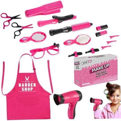 Coiffeur Jouet Enfant - Kit Complet Avec Sèche-Cheveux, Fer à Lisser, Rasoir - Jeu D'imitation Salon De Coiffure